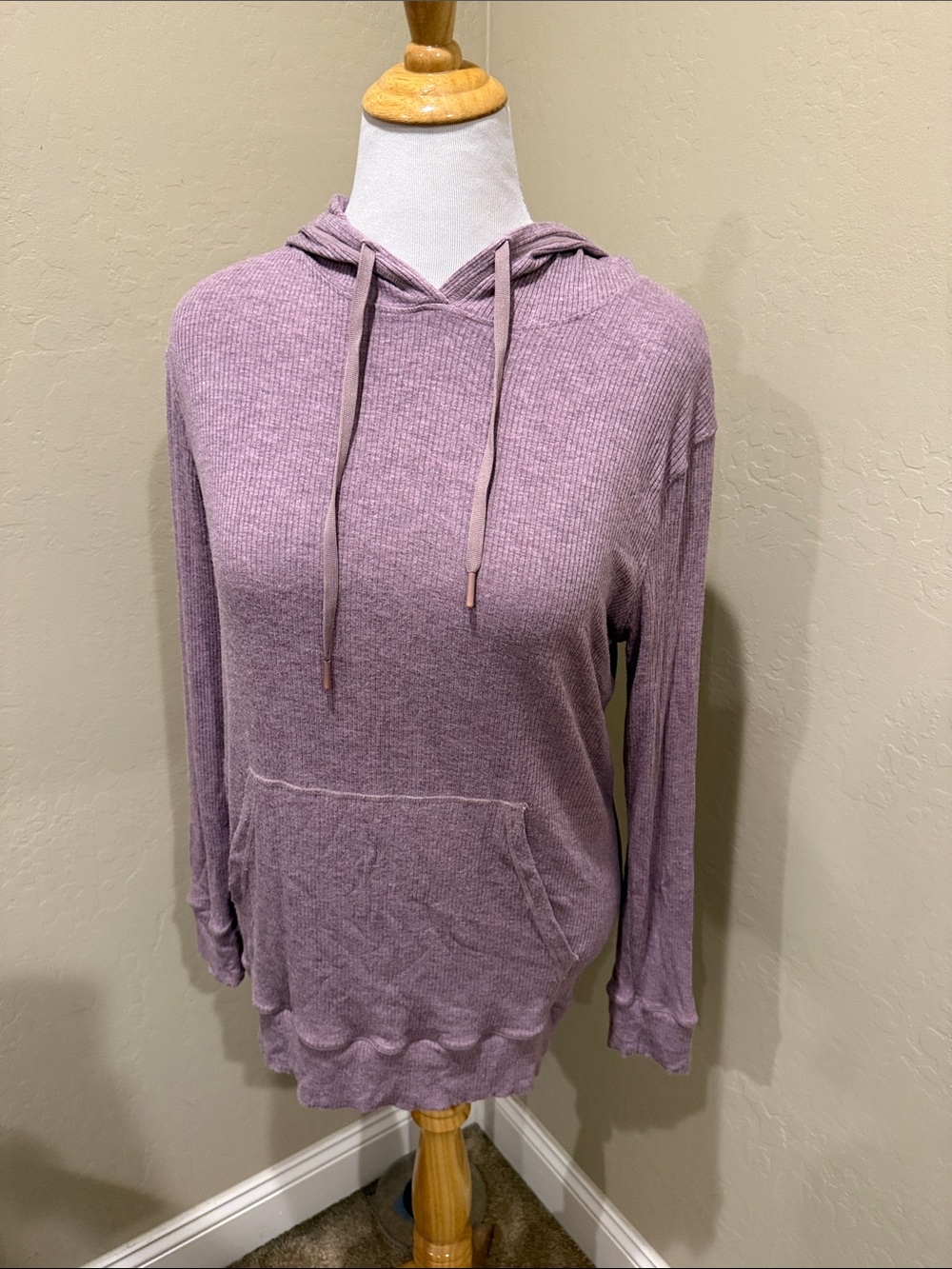 Mono B Purple Knit Hoodie with Kangaroo Pocket